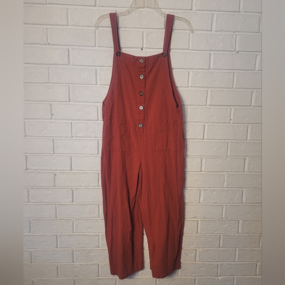 &Merci Cotton Linen Lagonlook Burnt Orange Overall Size Medium